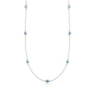 3.50 ct. t.w. Blue Topaz Station Necklace in Sterling Silver. 16" Jewelry