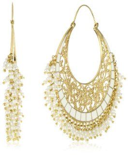 Isharya Moon Bali Pearl Hoop Earrings Jewelry