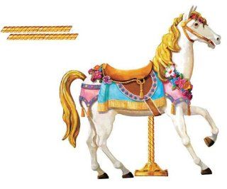 Gold Carousel Horse Giant Wall Appliques   Wallpaper Borders