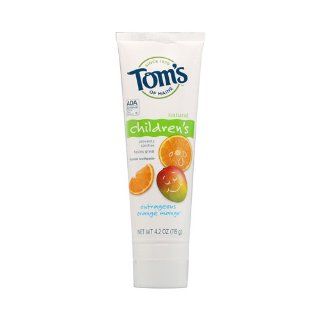 Tom's of Maine Children's Natural Fluoride Toothpaste Outrageous Orange Mango   4.2 oz   Case of 6 Health & Personal Care