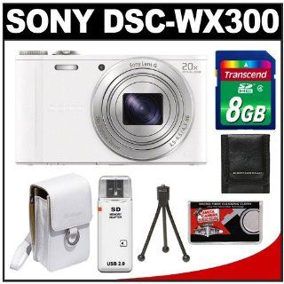 Sony Cyber Shot DSC WX300 Digital Camera (White) with 8GB Card + Case + Accessory Kit  Point And Shoot Digital Camera Bundles  Camera & Photo