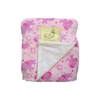 Toss Blanket Crib Throw Pink Elephant Reverse to Cream Butterfly Fleece  Nursery Bed Blankets  Baby