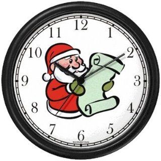Santa Claus with List Christmas Theme Wall Clock by WatchBuddy Timepieces (White Frame)  