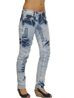 (1295) Denim Tie Dye Skinny Jeans With Rips and Patches blue (6)