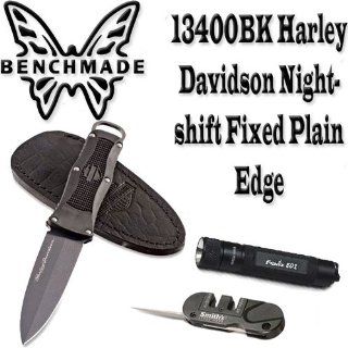 Harley Davidson Nightshift Fixed Knife 13400BK With PP1 Pocket Pal Sharpener and Fenix E01 LED Flashlight Bundle  Hunting Knives  Sports & Outdoors