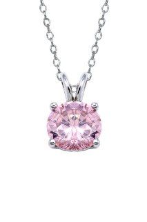 Authentic Pink Sapphire Color Cubic Zirconia Pendant 2c.t.w Jewelry