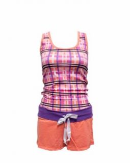 Orange Pink Ladies Intertwined Tank & Shorts Pajama Set