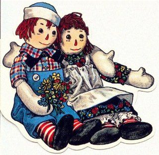 Raggedy Ann & Andy Seated Die Cut Card   Friends  Greeting Cards 