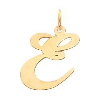 14K Yellow Gold Large Fancy Script Initial E Charm Bead Charms Jewelry