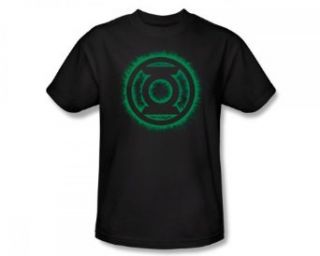 Green Lantern   Green Flame Logo Slim Fit Adult T Shirt In Black Novelty T Shirts Clothing