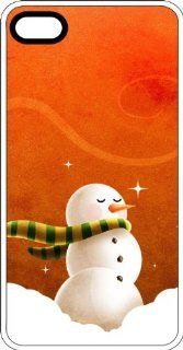 Snowman & Scarf on Orange Background White Rubber Case for Apple iPhone 4 or iPhone 4s Cell Phones & Accessories