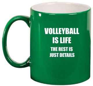 Volleyball is Life Ceramic Coffee Tea Mug Cup Green Kitchen & Dining