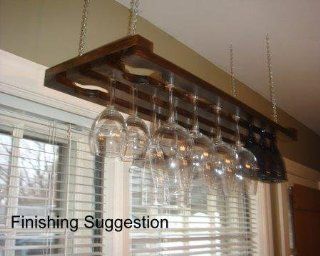 3 Row 32 Inch Hanging Wine Glass Rack Kitchen & Dining