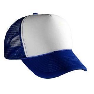 Foam Front Five Panel Mesh Back Adjustable Hat Cap   Royal/White/Royal Clothing