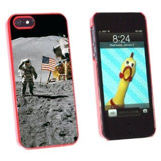 Graphics and More Astronaut Moon Landing   Snap On Hard Protective Case for Apple iPhone 5/5s   Non Retail Packaging   Red Cell Phones & Accessories