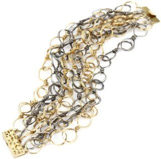 Amanda Sterett "Pulsera" Oxidized Silver and Gold Bracelet Link Bracelets Jewelry