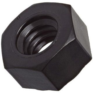 Nylon 6/6 Hex Nut, Black, 1/4" 20 Thread Size, 7/16" Width Across Flats, 15/64" Thick (Pack of 100)