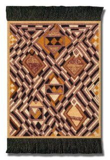 Lextra Kuba Cloth CoasterRug, 5.5 x 3.5 Inches, Tan, Black and Orange, Set of Four (MKC C)  Office Desk Pads And Blotters 
