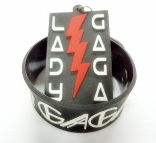 2x Black LADY GAGA Music #2 Rubber Wristband Bracelet & Car Keychain Key Fob Ring 