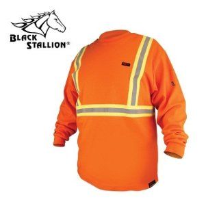 BLACK STALLION FR T Shirt Safety Orange Long Slv Reflective FTL6 ORA RTT   XL   Arc Welding Accessories  