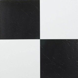 Achim Home Furnishings FTVSO10320 Nexus 12 Inch Vinyl Tile, Solid Black and White, Pack of 20   Vinyl Floor Coverings  