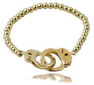 FAB FUN Goldtone Beaded Handcuff Stretch Bracelet   Cuffs Open Jewelry