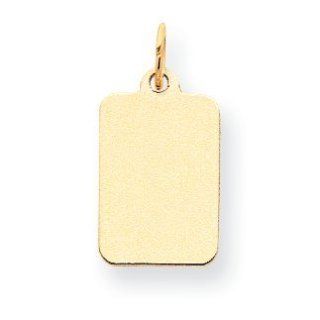 14k Gold Plain .011 Gauge Rectangular Engraveable Disc Charm Jewelry