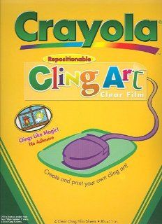 4 Sheets Crayola Cling Art Clear Repositionable Inkjet Printable Film Toys & Games