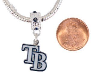 Tampa Bay Rays Charm with Connector Will Fit Pandora, Troll, Biagi and More. Can Also Be Worn As a Pendant.  Sports Fan Charms  Sports & Outdoors
