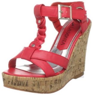 Lasonia Women's S4547 Wedge Sandal, Red, 10 M US Pumps Shoes Shoes