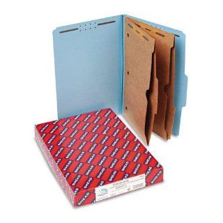 Smead Products   Smead   Pressboard Folders w/2 Pocket Dividers, Legal, 6 Section, Blue, 10/Box   Sold As 1 Box   Feature 2" capacity prong fasteners inside front and back pressboard covers.   Two pocket 11 pt. brown Kraft dividers hold items that can