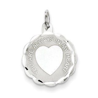 Sterling Silver Your Always In My Heart Disc Charm Jewelry