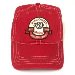 NCAA WISCONSIN BADGERS RED LOGO PATCH CAP HAT ADJ NEW  Sports Fan Baseball Caps  Sports & Outdoors