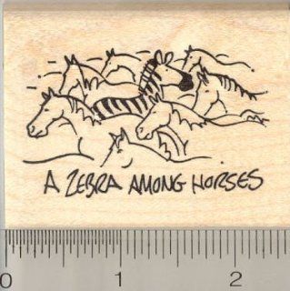 A Zebra Among Horses Rubber Stamp