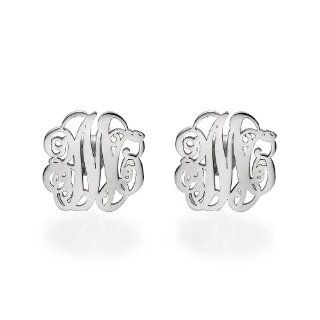 Monogram Stud Earrings in Silver  Custom Made with any Initial Jewelry