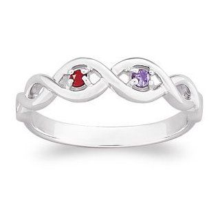 Sterling Silver Couples Genuine Birthstone Infinity Ring Jewelry