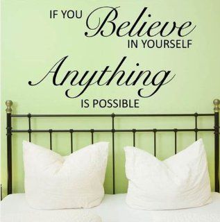 If You Believe in Yourself Anything Is Possible Wall Decal Quote Sticker Living Room Decor Wide 90cm High 50cm Black Color Kitchen & Dining