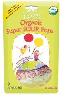 Yummy Earth Organic Lollipops Super SOUR 3 oz. bag (approximately 15 count) Health & Personal Care