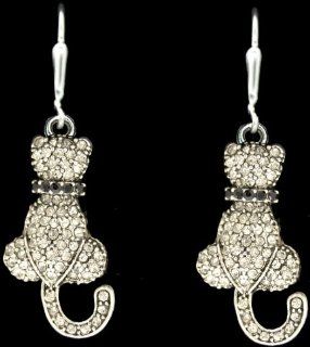 From the Heart Clear Crystal Rhinestone Cat Earrings Embellished in Rhinestones & Approximately 1 inch long & mailed in a Gift Box  Celebrate Your Fascination with this Adorable & Lovable PetThey Sparkle  Sports Related Collectibles  Sp