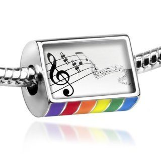 Neonblond Bead Rainbow "Music, notes"   Fits Pandora charm Bracelet NEONBLOND Jewelry & Accessories Jewelry