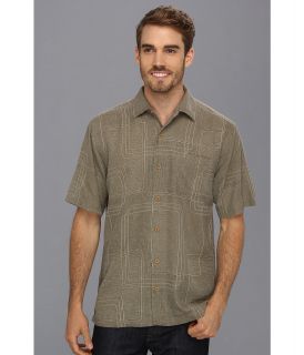 Tommy Bahama Island Geo Shirt Camp Shirt Mens Short Sleeve Button Up (Taupe)
