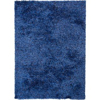 Hand woven Shags Abstract Pattern Blue Rug (5 X 8)