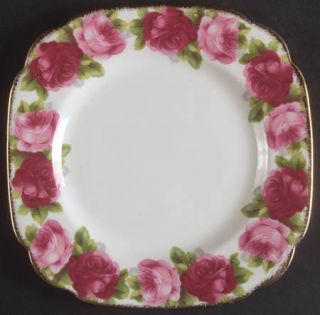 Royal Albert Old English Rose (Brushed Gold Trim) Square Salad Plate, Fine China