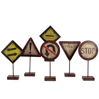 Metal Traffic Signs (set Of 6)