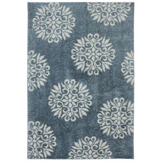 Woven Exploded Medallions Bay Blue Rug (34 X 56)