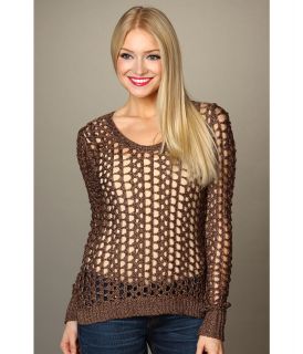 Lucky Brand Macey Metallic Sweater Womens Sweater (Brown)
