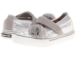 Morgan&Milo Kids Sparkle Flower MJ Girls Shoes (Silver)