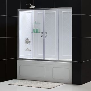 Dreamline DL699501CL Bathtub Shower Door, 56 to 60 Visions Frameless Sliding amp; QWALLTub Backwalls Kit