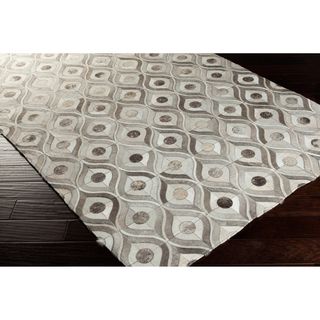 Hand crafted Caedmon Contemporary Animal Winter White Leather Rug (5 X 8)