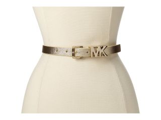 MICHAEL Michael Kors 20mm Saffiano Belt with/ Graphic MK Logo Loop Womens Belts (Gold)